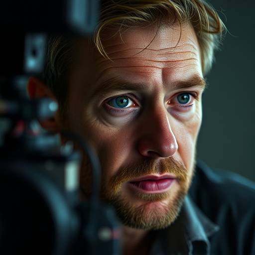 Portrait of Ben Carter, a renowned cinematographer with a focused expression