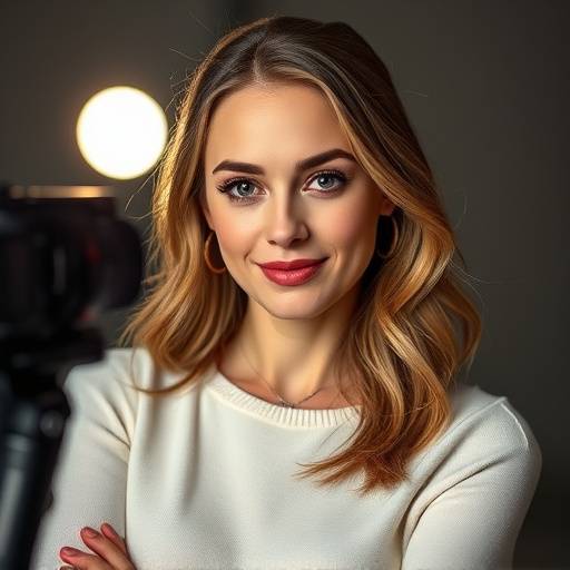 Portrait of Emily Fox, a specialist in directing actors, radiating confidence